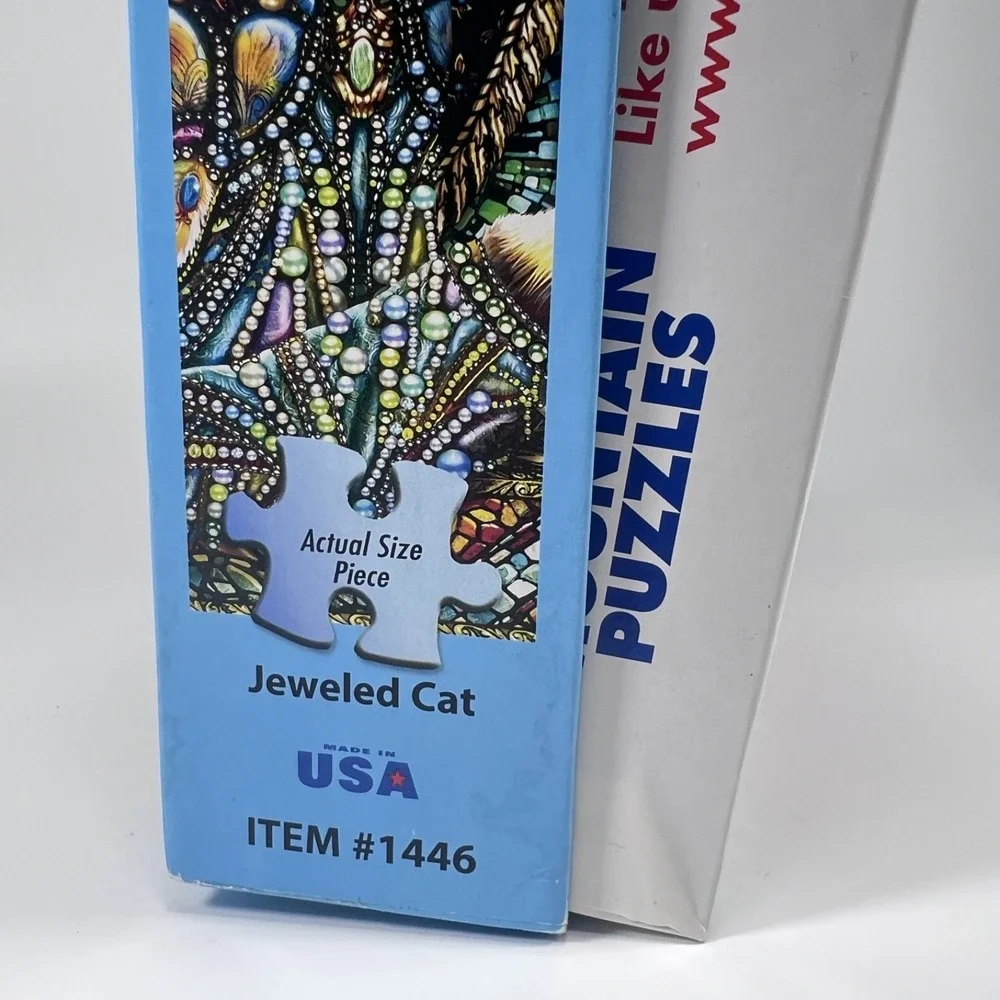 White Mountain - Jeweled Cat - 1000 piece puzzle - open box - excellent - Picture 2 of 6